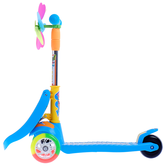 Самокат-каталка, детский 3 в 1, цвет голубой
