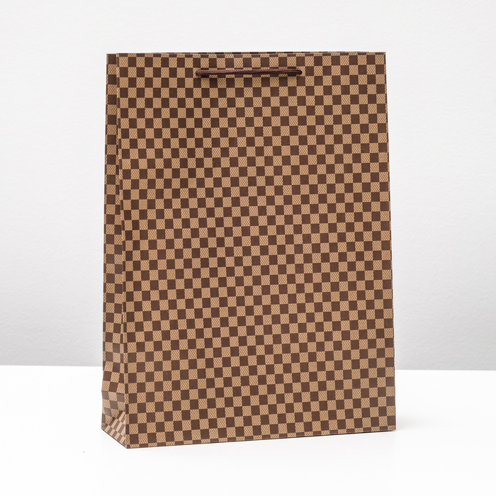 Пакет крафт "Клетка", 31 х 42 х 10 см