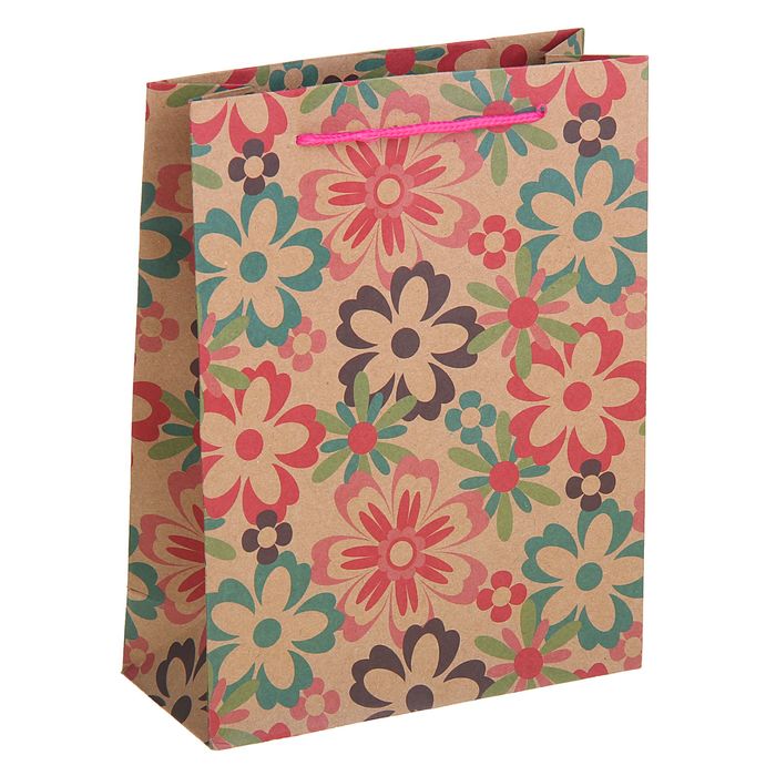 Пакет крафт "Летние цветы", 31,5 х 10 х 42 см