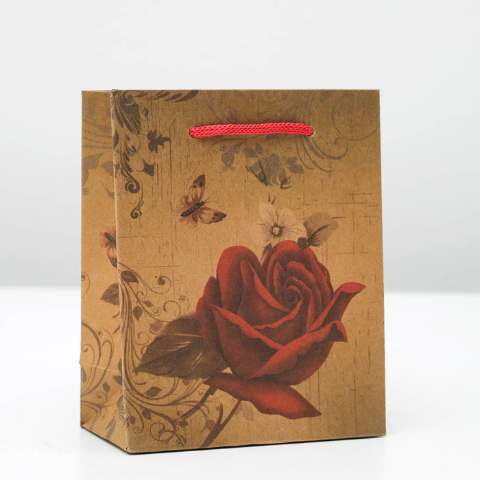 Пакет крафт "Роза", 12 х 5,5 х 15,5 см