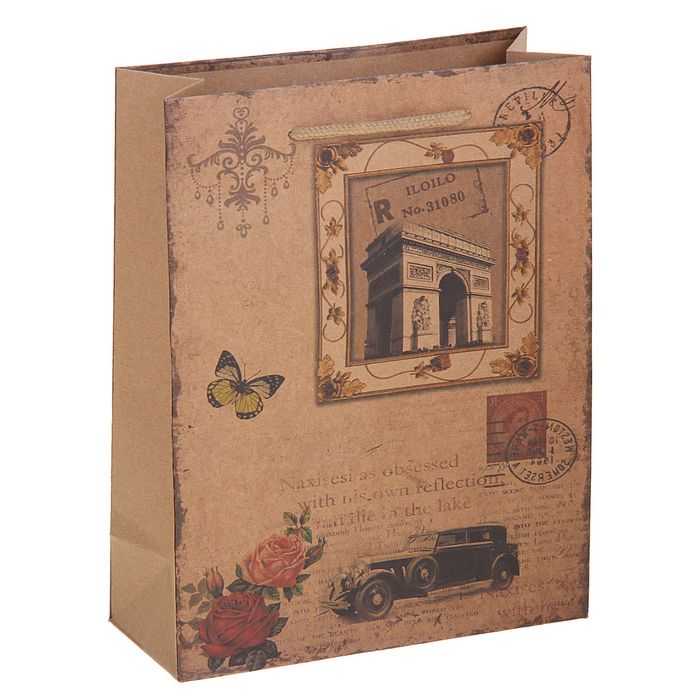 Пакет крафт "Париж", 23 х 8,5 х 32 см