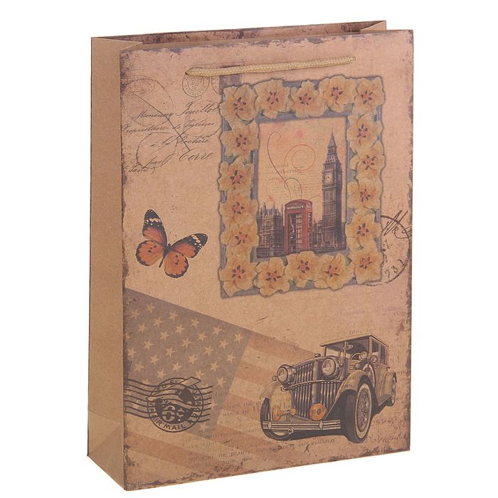 Пакет крафт "Лондон", 24 х 33 х 8 см