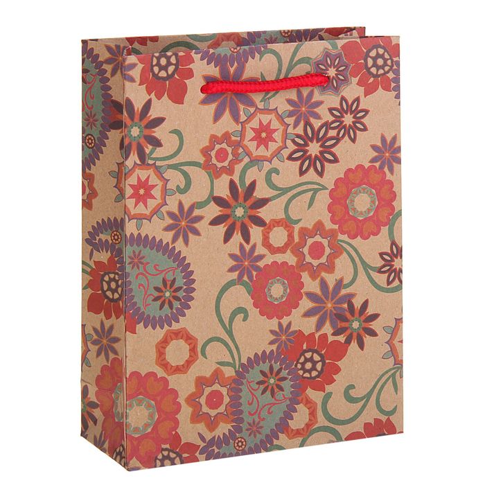 Пакет крафт "Узор", 15 х 6 х 20 см