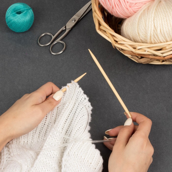 Спицы для вязания круговые, d=5мм, 14/80см