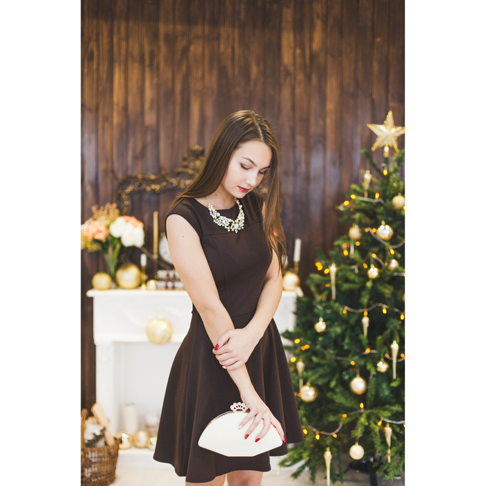 Платье женское, размер 44, рост 168 см, цвет шоколад (арт. 1523)