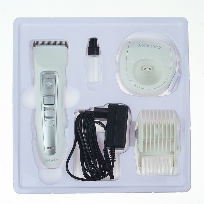 Машинка для стрижки Galaxy GL 4153, АКБ, 7 Вт, керамические лезвия, 2 насадки, 220-240В