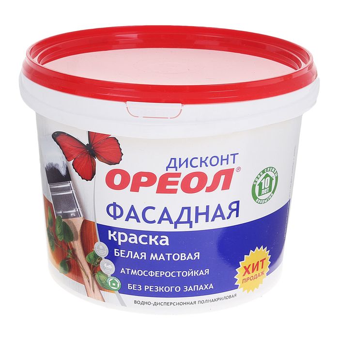 Краска водно-дисперсионная Ореол для наружных работ 3 кг