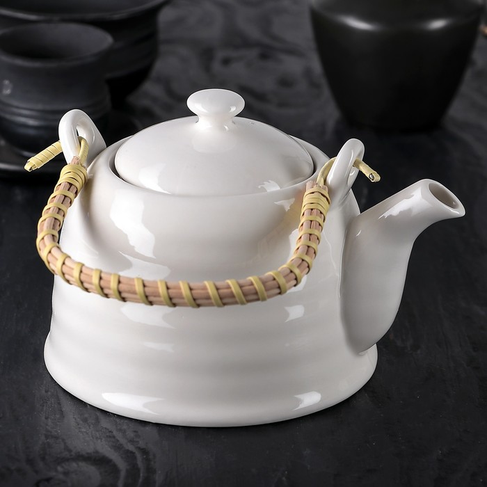 Чайник заварочный 900 мл "Белые облака", с металлическим ситом