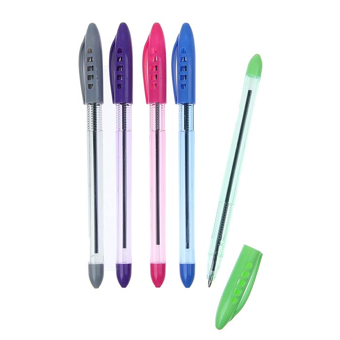 Ручка шариковая 0,5мм стержень синий корпус тонированный МИКС цветной колпачок