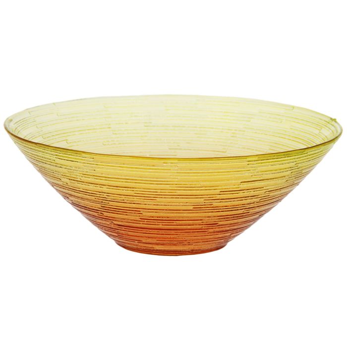 Салатник стеклянный d=25 см "Риски", 1,2 л, цвет желто-оранжевый прозрачный