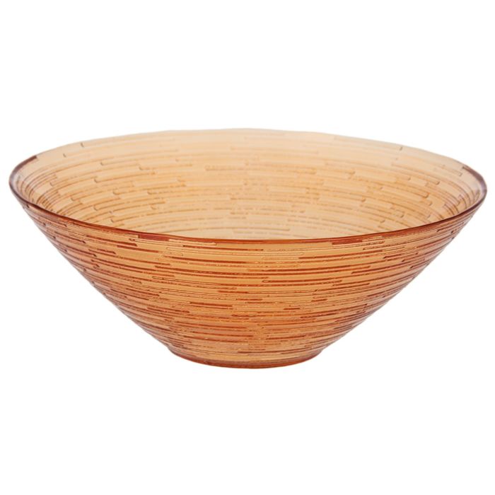 Салатник 700 мл "Риски", 20 см, цвет оранжевый прозрачный