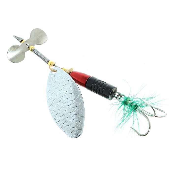 Блесна вращающаяся с мушкой, цвет серебро/чёрный #2