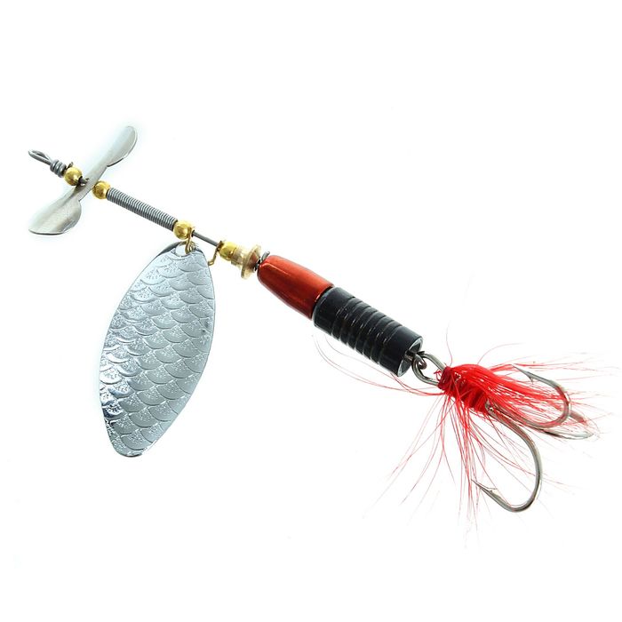 Блесна вращающаяся с мушкой, цвет серебро/чёрный #3