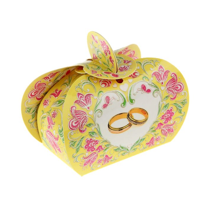 Коробочка для сувенира "Свадебная" кольца, блестки