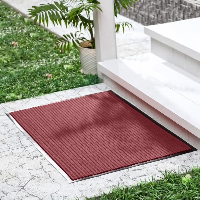 Коврик, влаговпитывающий, ребристый "Стандарт", цвет красный