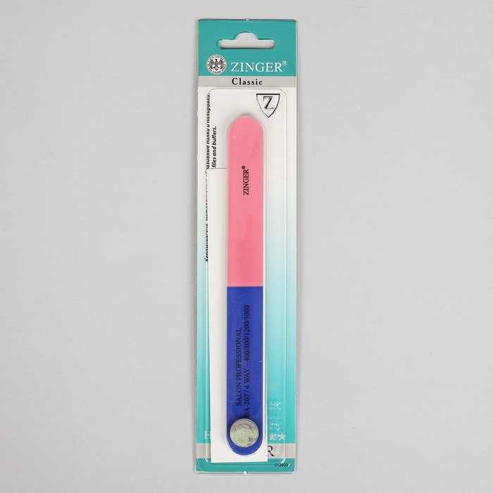 Пилка шлифовочная для ногтей, четырёхсторонняя, 18 см, цвет синий/розовый