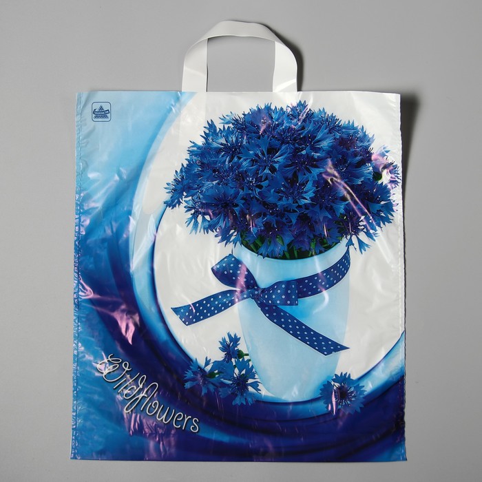 Пакет "Васильки", полиэтиленовый с петлевой ручкой, 42х38 см, 33 мкм