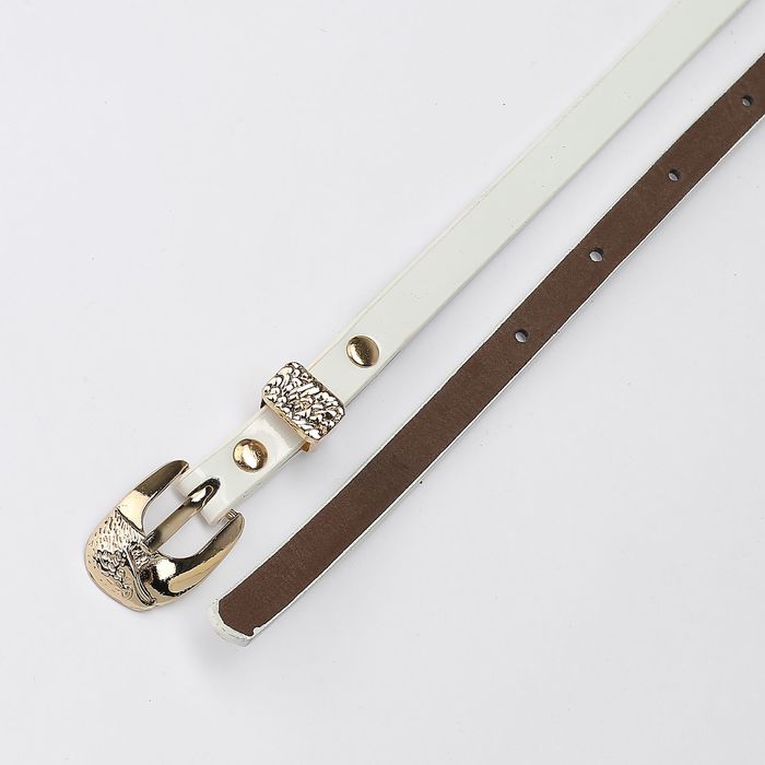 Ремень женский "Узор", пряжка и хомут золото, ширина - 1см, белый