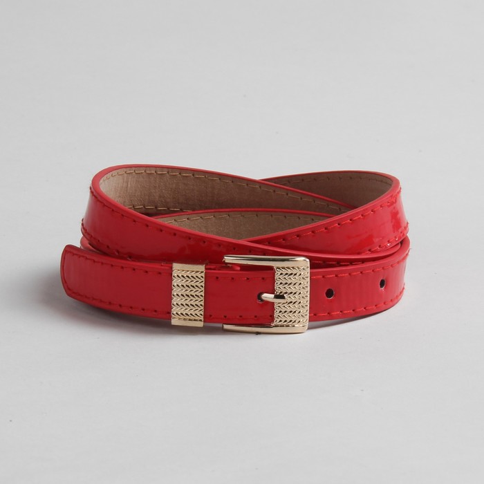 Ремень женский "Кокетка", пряжка и хомут золото, ширина - 1,8см, красный