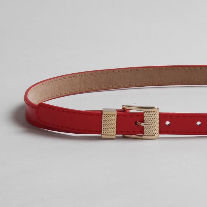 Ремень женский "Кокетка", пряжка и хомут золото, ширина - 1,8см, красный