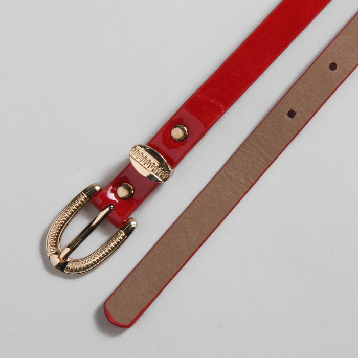 Ремень женский "Ажур", пряжка и хомут золото, ширина - 1,5см, красный