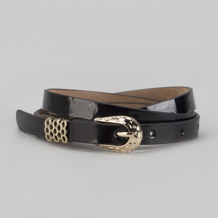 Ремень женский "Шик", пряжка и хомут золото, ширина - 1,5см, чёрный