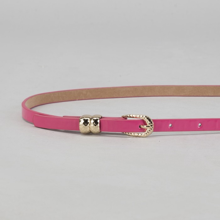 Ремень женский "Классика", пряжка и хомут золото, ширина - 1см, розовый