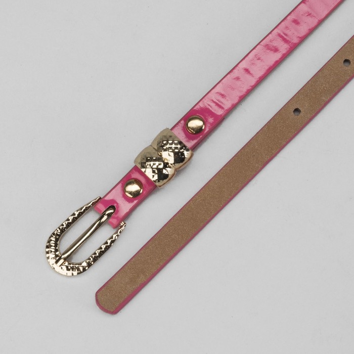 Ремень женский "Классика", пряжка и хомут золото, ширина - 1см, розовый