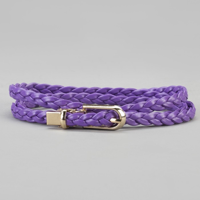 Ремень женский "Плетёнка", пряжка, хомут и кончик под золото, ширина - 1см, фиолетовый