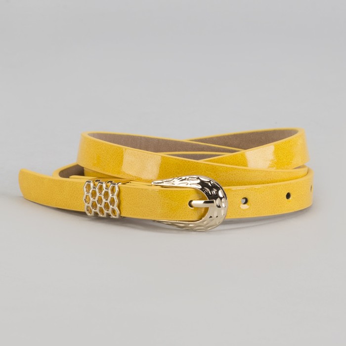 Ремень женский "Шик", пряжка и хомут золото, ширина - 1,5см, жёлтый