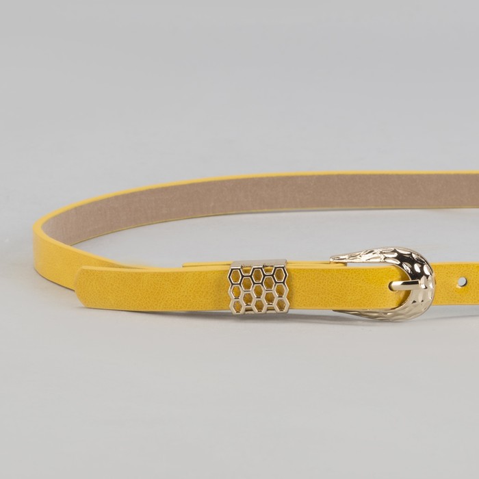 Ремень женский "Шик", пряжка и хомут золото, ширина - 1,5см, жёлтый