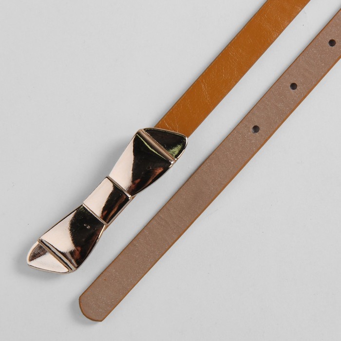 Ремень женский "Бант", пряжка-гвоздь под золото, ширина - 1,5см, рыжий