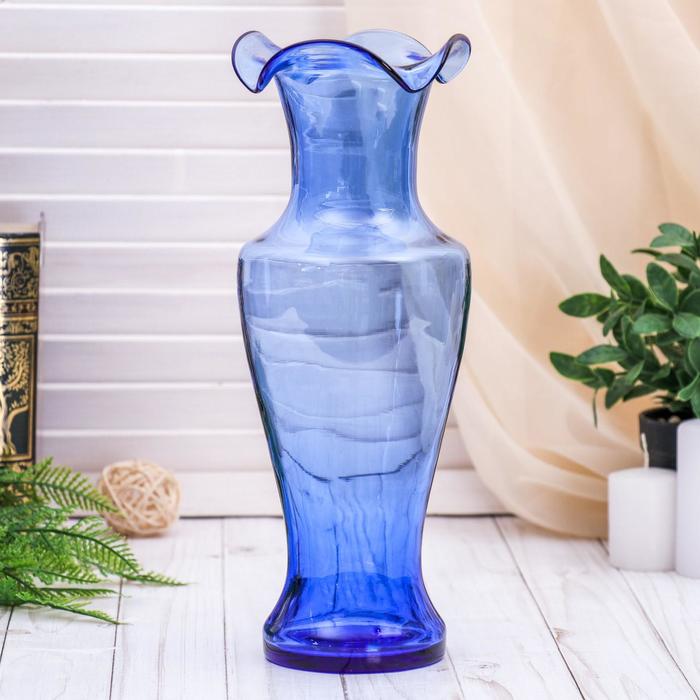 ваза С-73 h 300 мм. из синего стекла (без декора) ваза с 81 3 из синего стекла без декора h 51см d горлышка 3х2 5см d основания 12см