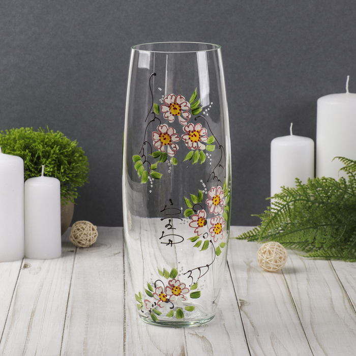 Ваза "Бочка", соцветие, ручная роспись