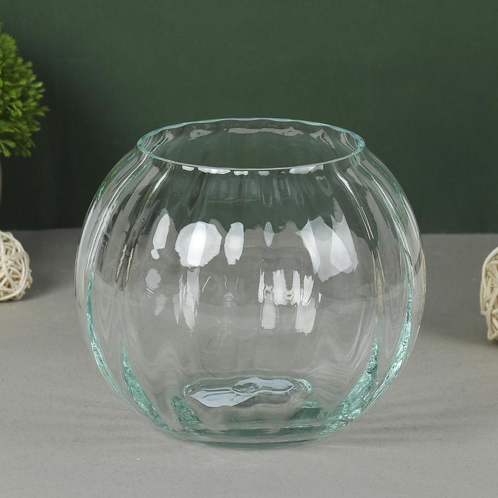 ваза Шар риф. d=10см. H=16х18 см, V=2,5л из прозрачного стекла (без декора)