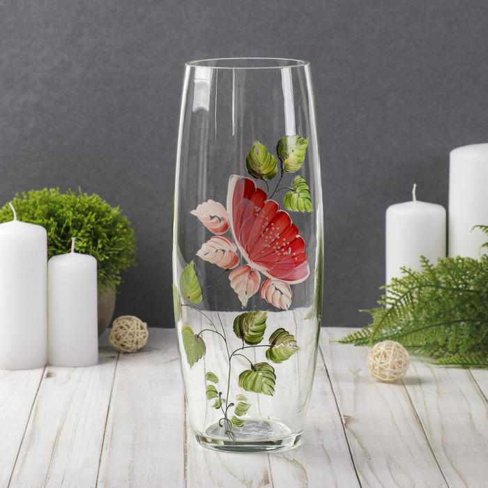 Ваза "Бочка", роза, ручная роспись