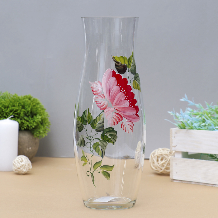 Ваза "Гранд", роза, ручная роспись