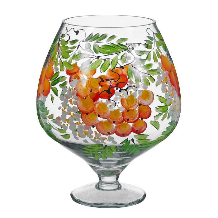 Ваза "Бокал", рябина, ручная роспись, 1,8 л