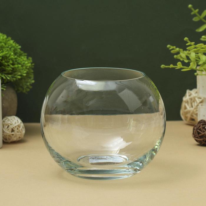 ваза Шар d=8,5см, h=11см. из прозрачного стекла (без декора) ваза с 81 3 из синего стекла без декора h 51см d горлышка 3х2 5см d основания 12см