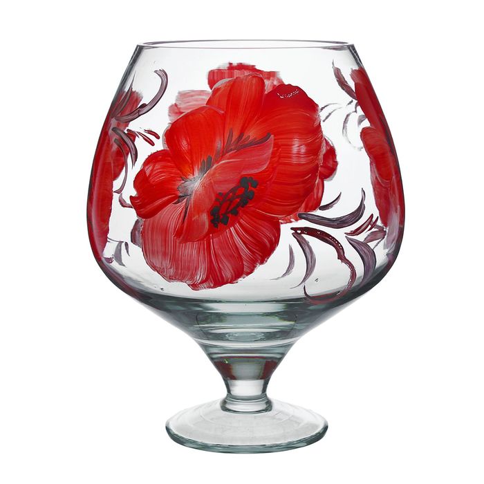 Ваза "Бокал", мак, ручная роспись, 1,8 л, микс