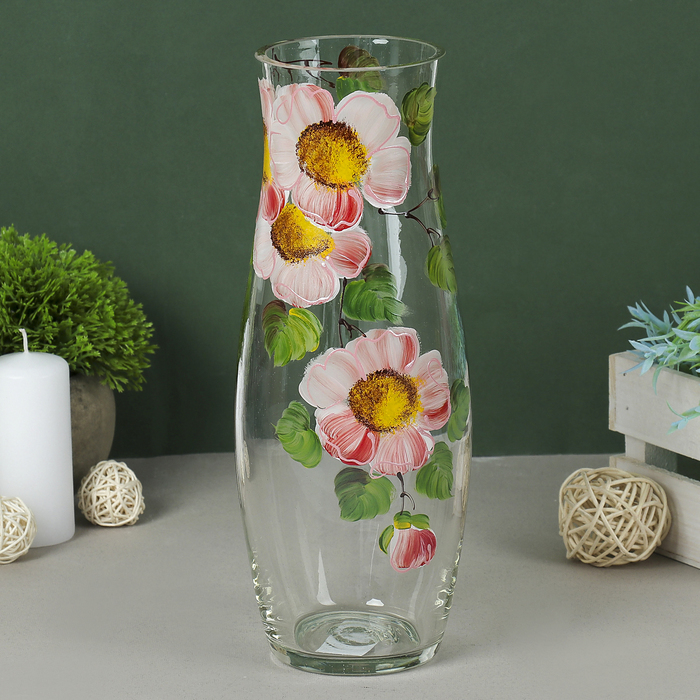 Ваза "Гранд", мак, ручная роспись