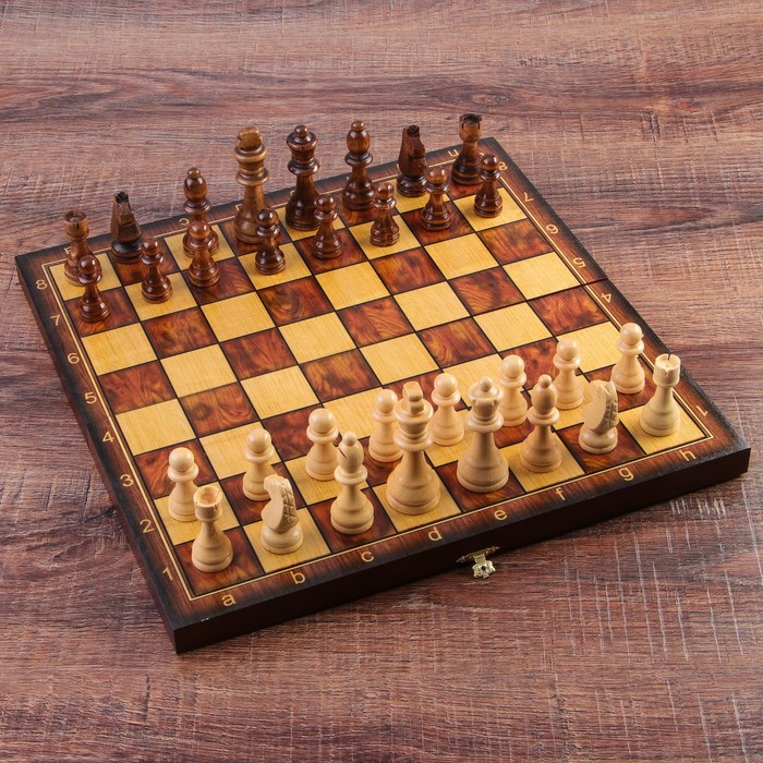 Настольная игра 3 в 1 "Классическая": шахматы, шашки, нарды (доска дерево 40х40 см) микс