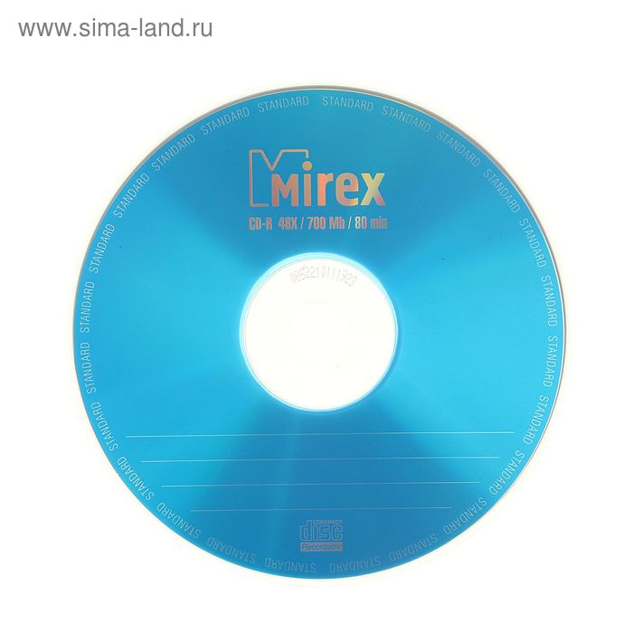 Диск CD-R Mirex Standard, 48x, 700 Мб, конверт, 1 шт диск cd r mirex 700 mb 48х shrink 100 thermal print без надписи 100 500