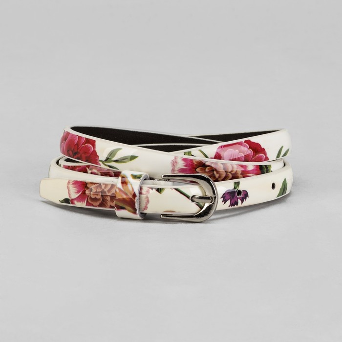 Ремень женский, винт, пряжка под серебро, ширина - 1,5см, белый