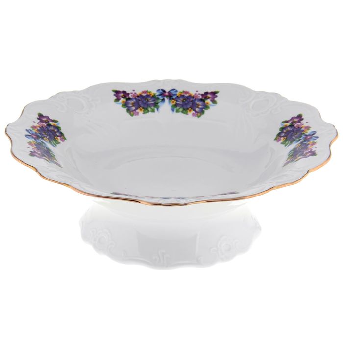 Фруктовница фарфоровая на ножке "Фиалка", в подарочной упаковке