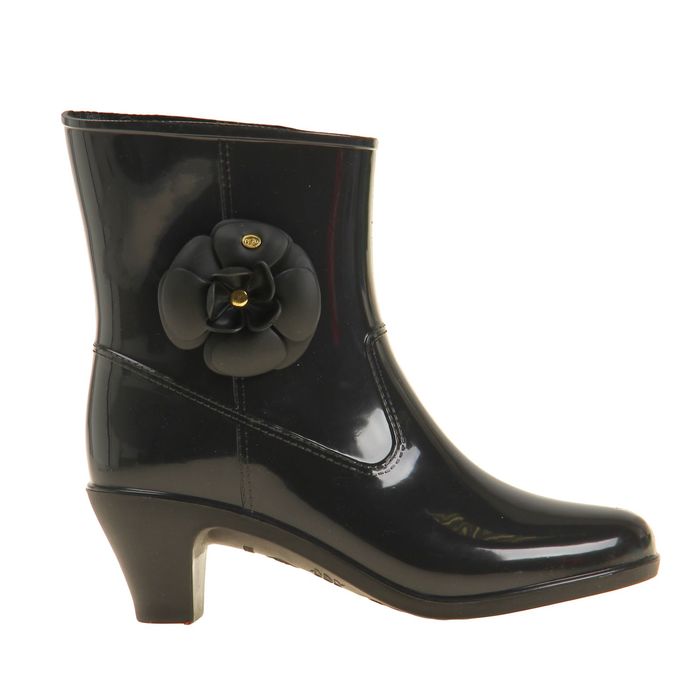 Полусапожки женские с утеп арт.7кр на каблуке с розой (черный) (р. 39)