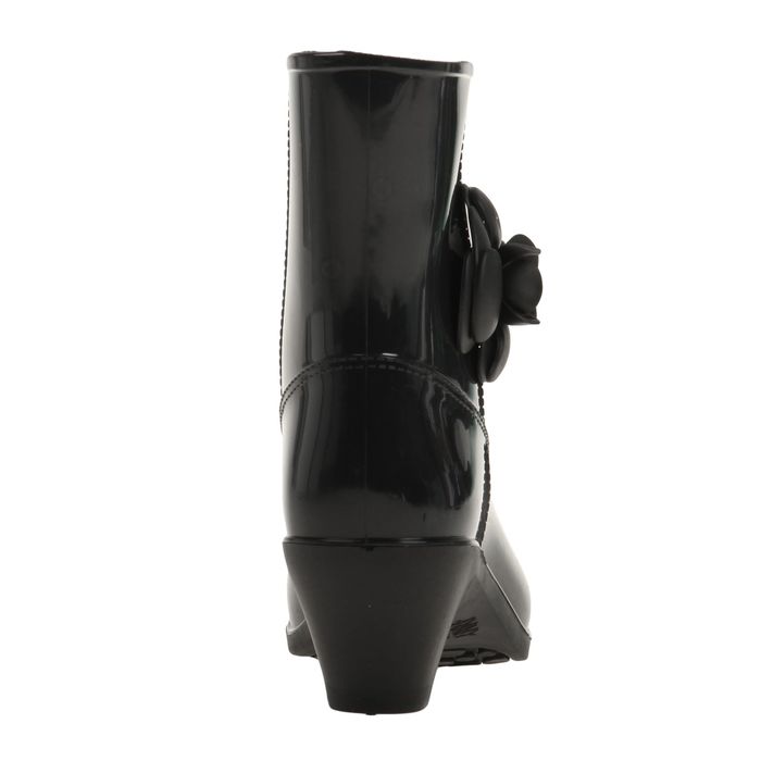 Полусапожки женские с утеп арт.7кр на каблуке с розой (черный) (р. 39)