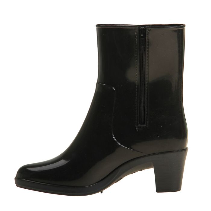 Сапоги женские с утеп арт.8р на каблуке с розой с молнией (черный) (р. 39)