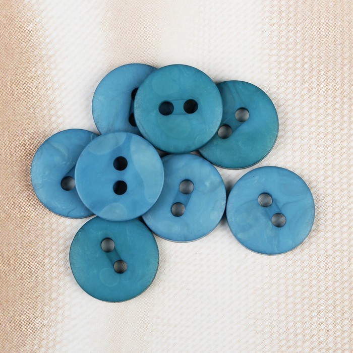 Пуговица, 2 прокола, 13мм, цвет сине-зелёный