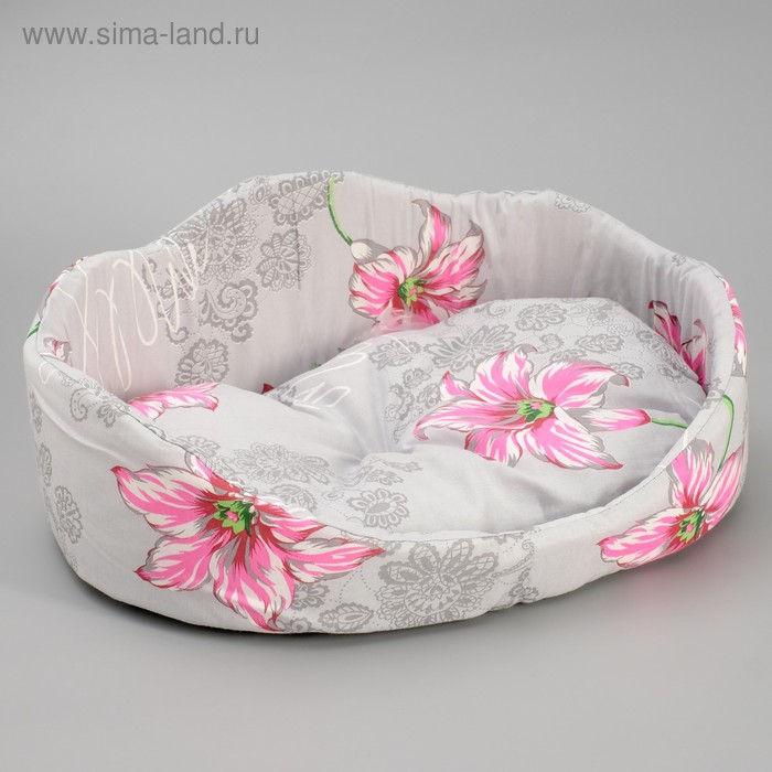 

Лежанка овальная с фигурной спинкой, 49 х 36 х 19 см микс цветов